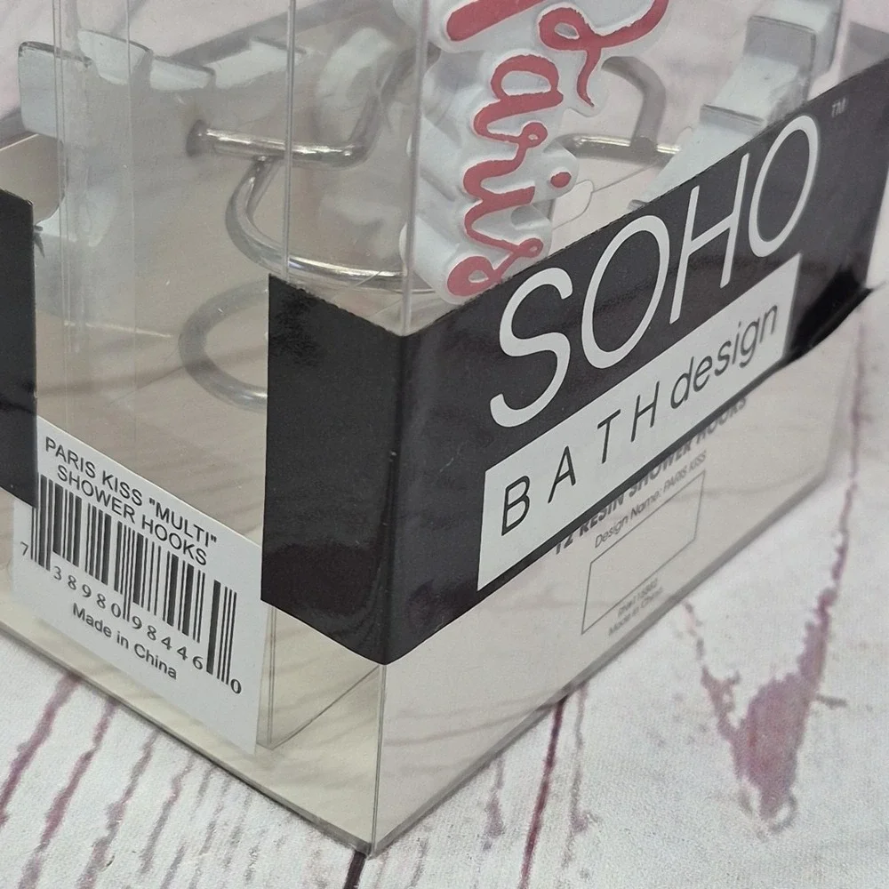 Soho Paris Kiss Fashion Resin Shower Hooks~Paris~Eiffel Tower 12pc Set~New